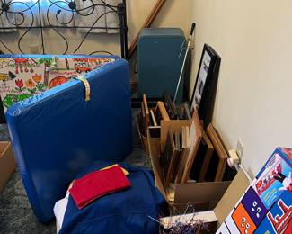 iron bed, luggage, frames, mattress