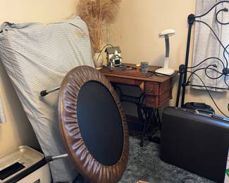 mini tramp, antique sewing machine