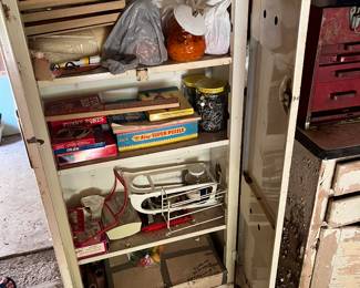 vintage games and cupboard