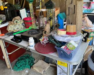 bird houses, paint rollers, misc