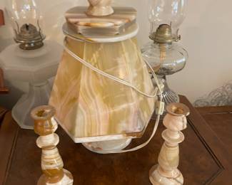 Marble? Lamp and Candlesticks