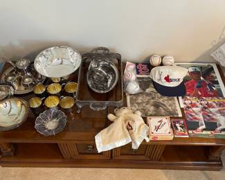 Silver plated items and Cardinals Autographs