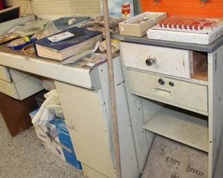 metal worktable and cabinets