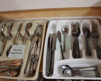 flatware sets, stainless and silver-plate