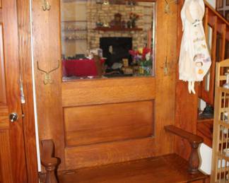 oak hall tree 83" tall, 47" wide