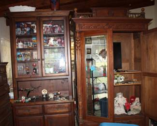 step-back display cabinet; mirror-front armoire