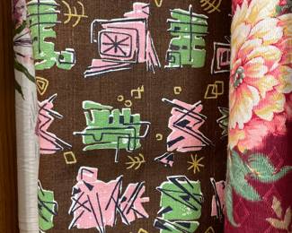 Geometric & Floral Barkcloth