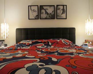 Italian Clients' Bed Cover with Urban Burp Fabric