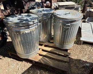 1002 3 Behrens Metal Trash Cans with Lids