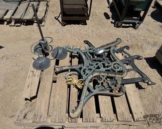 2284 Light Fixture with Metal Bench ArmsLegs