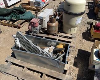 2416 Pool Pump, Small Motor, Propane Tank, Jack Stand