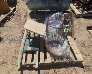 3152 2 Wire Ball Bins, Stool, Ladder and Wall Decor