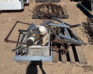3126 Pallet of Metal Parts, Lamp and Tools