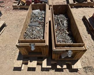 3080 2 Wooden Crates Full of Screw, Nuts, Bolts Nails