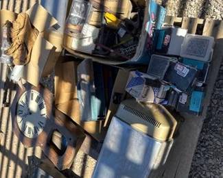 2502 Hand Tools, Toaster Oven, Boxes of Nails, Clock
