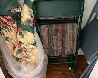 FOLDING CHAIRS, CURTAINS