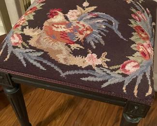 ROOSTER NEEDLEPOINT STOOL