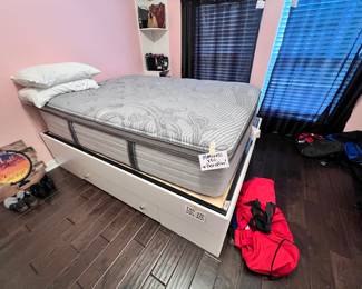 Full size platform bed and storage and pillow top mattress