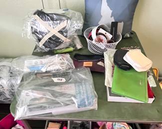 Hair straighteners, hairbands, organizational items, very cute baseball hats and scarves