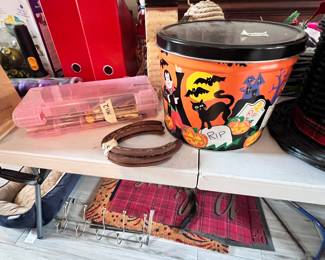 fishing tackle, Halloween tin