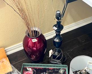 Lamp, vase, decor tray