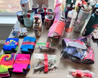 tumblers, water bottles, koozies