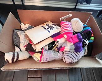 Box of bras, hosiery, socks in great condition