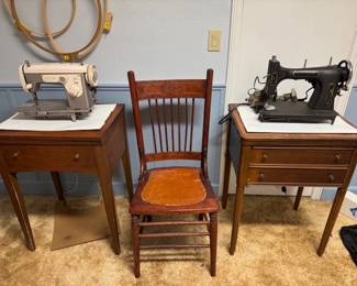 Antique Sewing Machine -Antique Chairs throughout the house