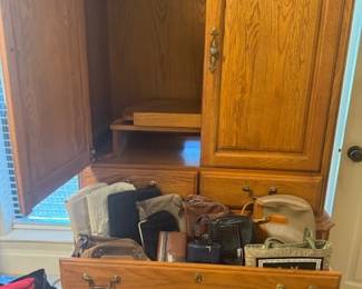 Purses in a drawer and King Bedroom set