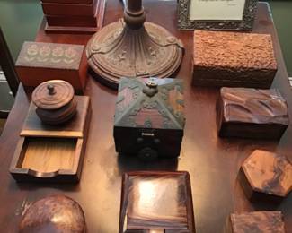 Carved wooden boxes