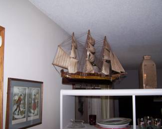 SHIP MODEL & POTTERY JUG