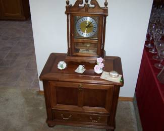 SMALL CHEST, CLOCK & MSIC.