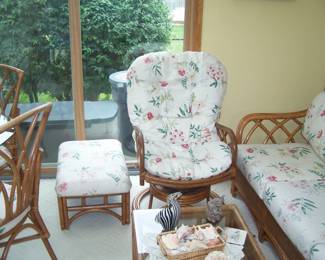 RATTAN CHAIR & OTTOMAN