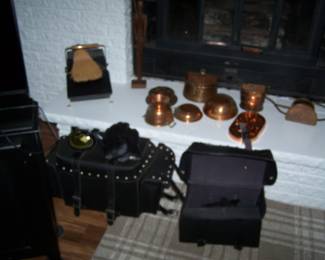 LEATHER MOTORCYCLE BAGS & COPPER ITEMS