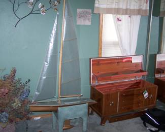 LARGE SAILBOAT MODEL & CEDAR CHEST