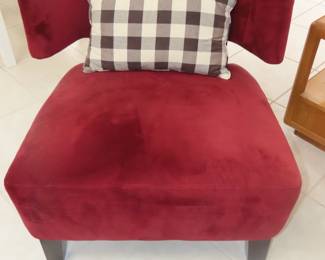 Red fabric armchair.