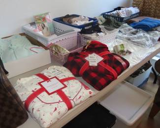 Brand new nightwear, scarves, socks, shirts.