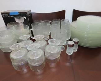 Large glass dinner set.