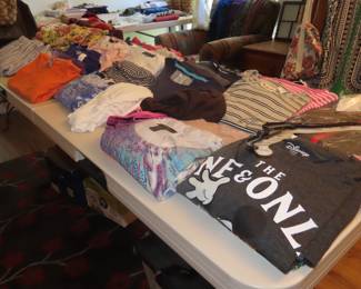 Sweatshirts, tee shirts, scarves, socks.
