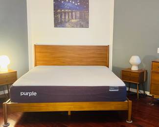 King size Purple brand mattress with Williams-Sonoma West Elm platform and headboard