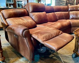 Bernhardt Brown Leather Large, modular power-motion reclining leather sectional