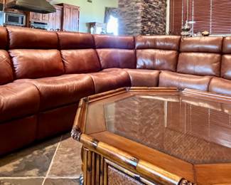 Bernhardt Brown Leather Large, modular power-motion reclining leather sectional