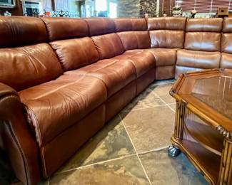 Bernhardt Brown Leather Large, modular power-motion reclining leather sectional