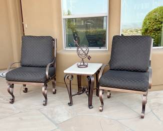 2 Single Lounge Chairs, 1 Double, 1 Large Table, 8 chairs, 2 side tables, all cushions included