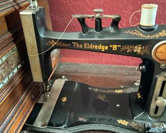 Close review of the Eldridge B style sewing machine. I don’t like to use the word rare in descriptions, but this is a ‘TOUGH’ sewing machine to find.