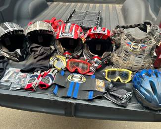 Motocross helmets, breast plate, goggles, gloves…