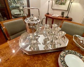 Fabulous Silver Gallery Tray, Victorian Silver Coffee Tippler and Set of 6 Sterling Goblets