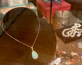 Breathtaking Turquoise and Diamond Necklace and Earrings