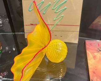 Signed Chihuly Yellow Persian Red Lip Wrap
