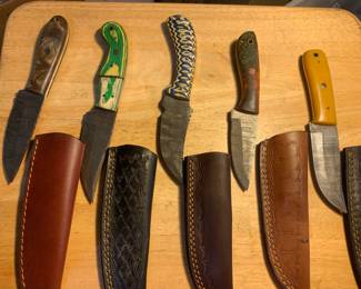 Damascus Knives with Sheath